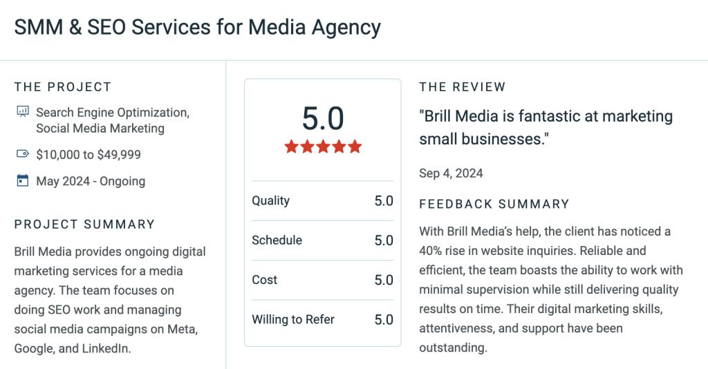 Digital advertising client testimonial